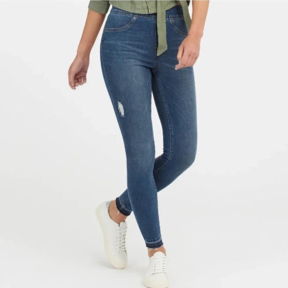 SPANX Distressed Skinny Jean Leggings Size Small - Picture 1 of 11